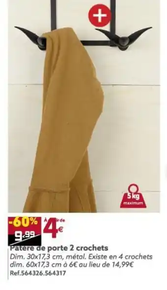 Gifi Patère de Porte 2 Crochets offre