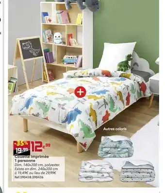 Gifi Couette Imprimée 1 Personne offre