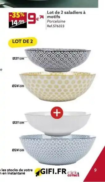 Gifi Lot de 2 Saladiers à Motifs offre