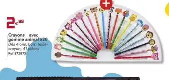 Gifi Crayons Avec Gomme Animal x20 offre