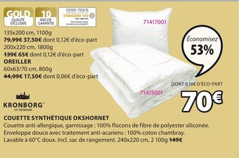 JYSK Couette Synthétique Okshornet offre