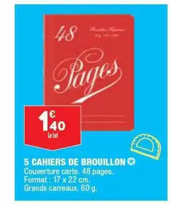 ALDI 5 Cahiers De Brouillon offre