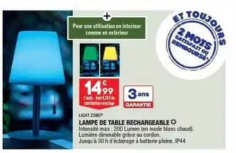 ALDI Lampe De Table Rechargeable Light Zone offre