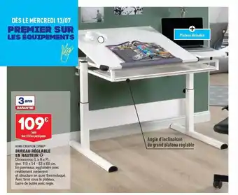 ALDI Bureau Réglable En Hauteur Home Création Living offre