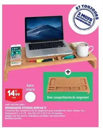 ALDI Réhausseur D'écran Bureau Home Création Living offre