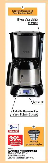 ALDI Cafetière Programmable Quigg offre