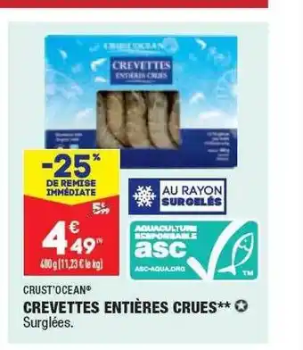 ALDI Crevettes Entières Crues Crust'océan offre