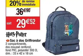 Cora x Carrefour Sac à Dos Griffrondor Harry Potter offre