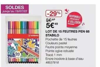 Costco Lot De 15 Feutres Pen 68 Stabilo offre