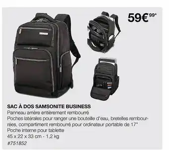 Costco Sac à Dos Samsonite Business offre