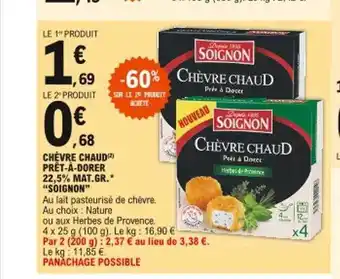E.Leclerc Chèvre Chaud Prêt-à-dorer 22,5% Mat.gr. offre