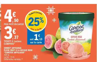 E.Leclerc Sorbet Artisanal Plein Fruit à La Goyave Rose offre