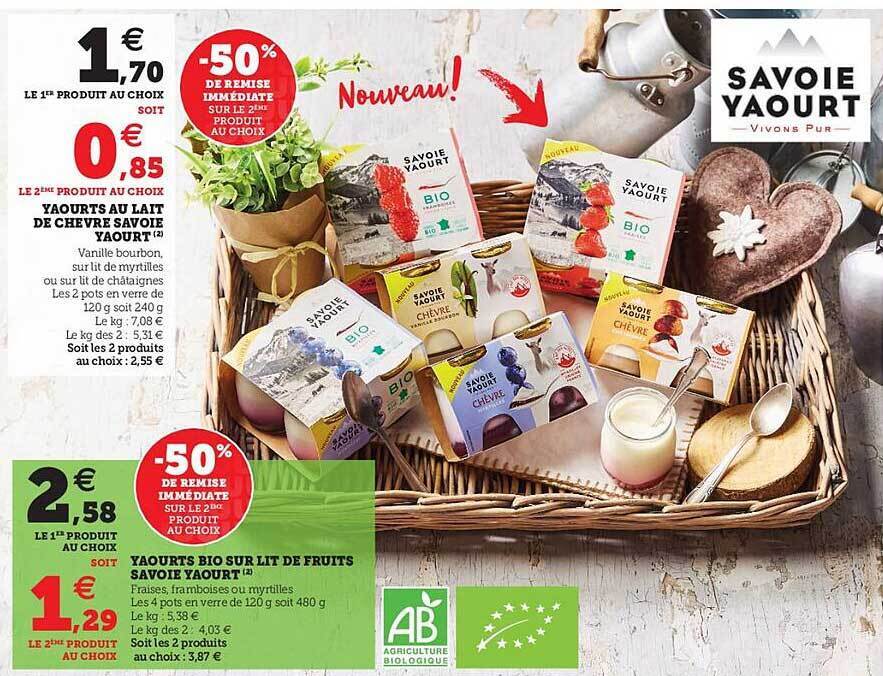 Promo Yaourts Au Lait De Chèvre Savoie Yaourt, Yaourts Bio Sur Lit De