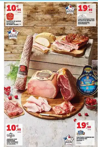 Hyper U Rosette De Savoie Salaisons Du Mont Blanc, Lard Savoyard Fumé Au Bois De Hêtre Vpf, Aux Salaisons Savoyardes, Jambon Cuit Sup offre