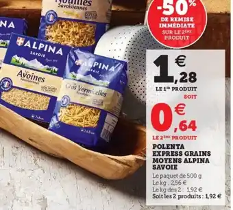 Hyper U Polenta Express Grains Moyens Alpina Savoie offre