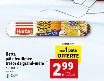 Lidl Herta Pâte Feuilletée Trésor De Grand-Mère offre