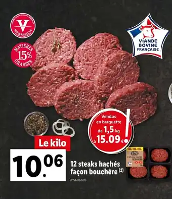 Lidl 12 Steaks Hachés Façon Bouchère offre