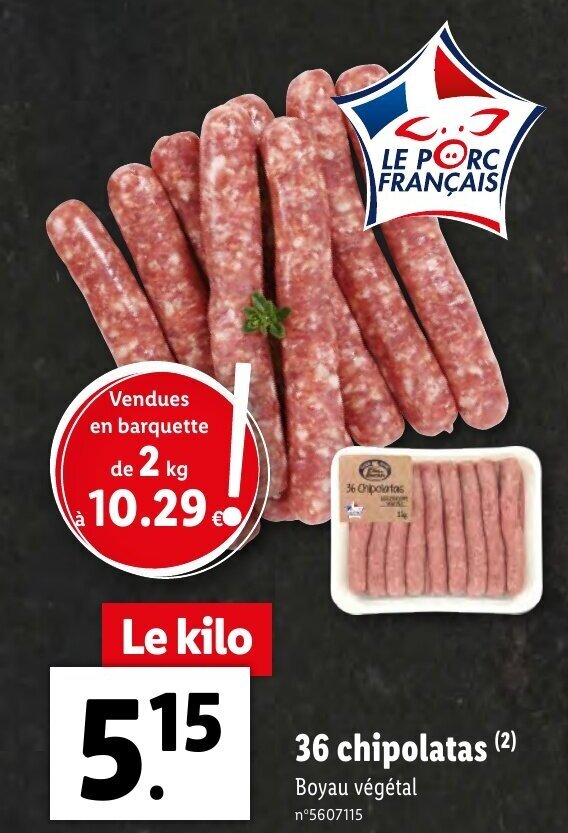 Promo 36 Chipolatas chez Lidl