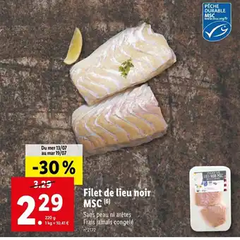 Lidl Filet De Lieu Noir MSC offre