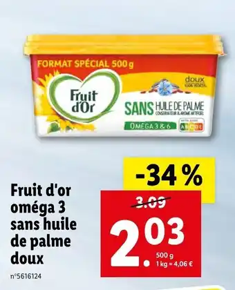 Lidl Fruit D'Or Oméga 3 Sans Huile De Palme Doux offre