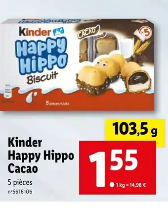 Lidl Kinder Happy Hippo Cacao offre