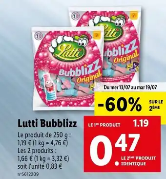 Lidl Lutti Bubblizz offre