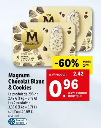 Lidl Magnum Chocolat Blanc & Cookies offre