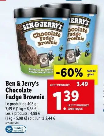 Lidl Ben& Jerry's Chocolat Fudge Brownie offre