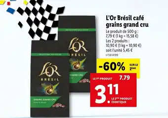 Lidl L'Or Brés Café Grains Grand Cru offre