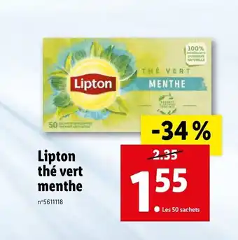 Lidl Lipton Thé Vert Menthe offre