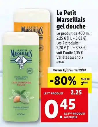 Lidl Le Petit Marseillais Gel Douche offre