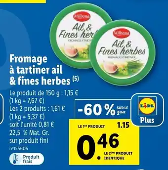 Lidl Fromage À Tartiner Ail & Fines Herbes offre