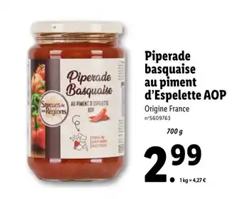 Lidl Piperade Basquaise Au Piment D'Espelette Aop offre