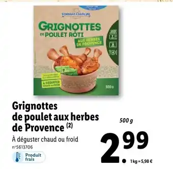 Lidl Grignottes De Poulet Aux Herbes De Provence offre