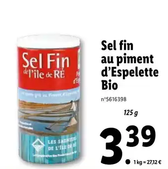 Lidl Sel Fin Au Piment D'Espelette Bio offre