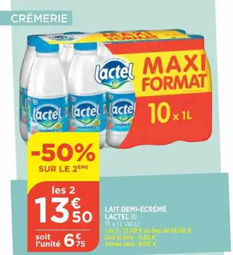 Bi1 Lait Demi-écrémé Lactel offre