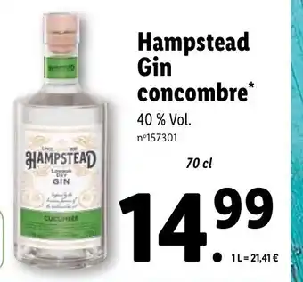 Lidl Hampstead Gin Concombre* offre