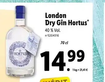 Lidl London Dry Gin Hortus* offre