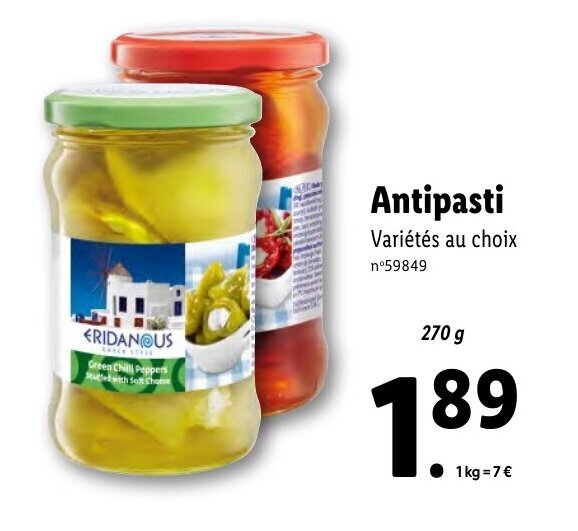 Promo Antipasti chez Lidl