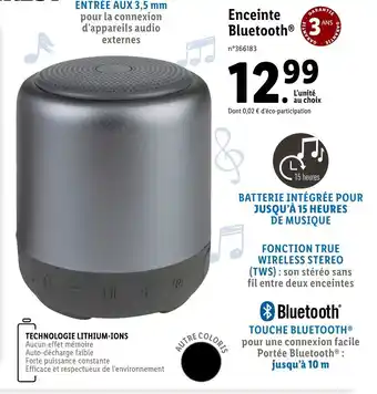 Lidl Enceinte Bluetooth offre
