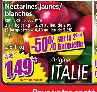 Norma Nectarines Jaunes/Blanches offre