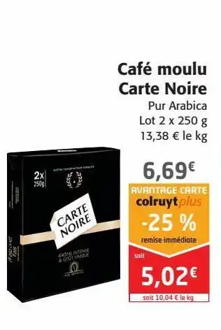 Colruyt Café moulu carte noire offre