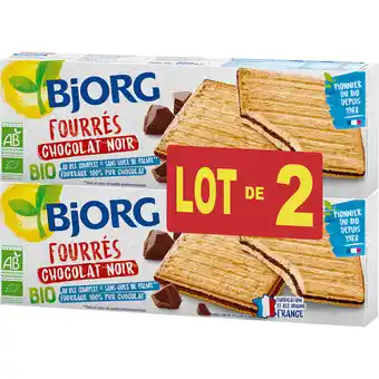 Auchan Biscuits fourrés chocolat noir bio bjorg offre