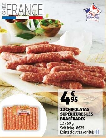 Auchan 12 chipolatas supérieures les brasérades offre