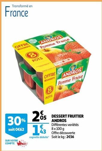 Auchan Dessert fruitier andros offre