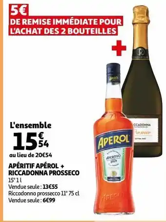 Auchan Apéritif apérol + riccadonna prosseco offre