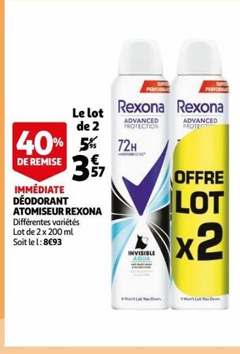 Auchan Déodorant atomiseur rexona offre