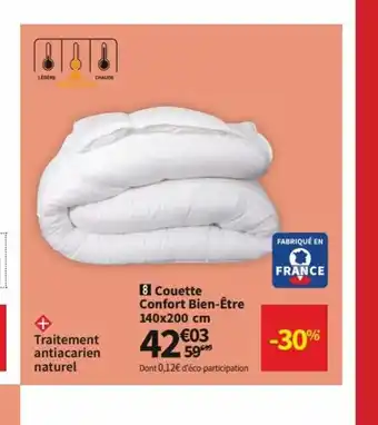 Conforama Couette Confort Bien -étre 140 x200 cm offre