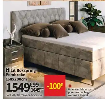 Conforama Lit Boxspring Pembroke 160x200 cm offre