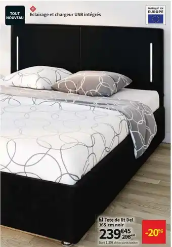 Conforama Tete De Lit Del 165 CM Noir offre